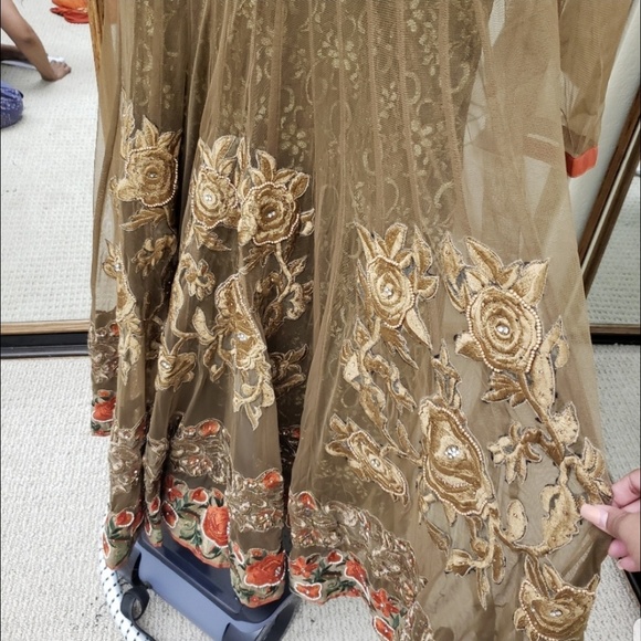 Henna green & rust anarkali churidaar - Picture 5 of 7